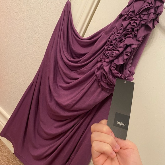 Mossimo Supply Co. Tops - Mossimo Plum One Shoulder Ruffe Tank Top NWT